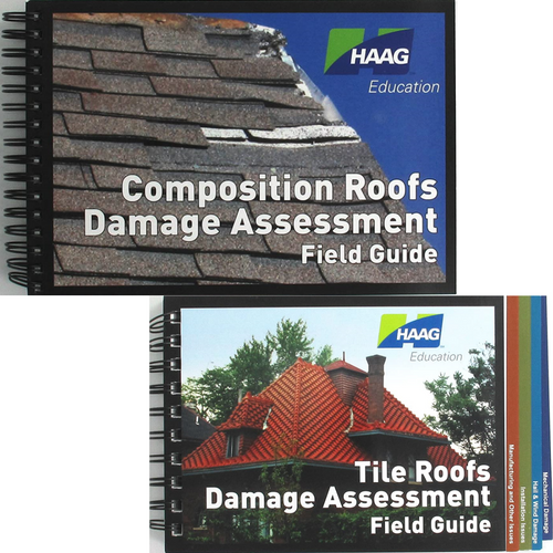 HAAG Roofs Damage Assessment Field Guide & Exterior Cladding Assessment Field Guide for Single-Ply, Tile, Wood, Metal, Built-Up Roofs w/HAAG Panel Membrane Gauge & Shingles 1/12 4/09 Gauge 10-Pack