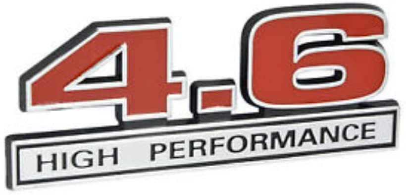 4.6 Liter High Performance Engine Emblems in Chrome & Red Car 5-Inch