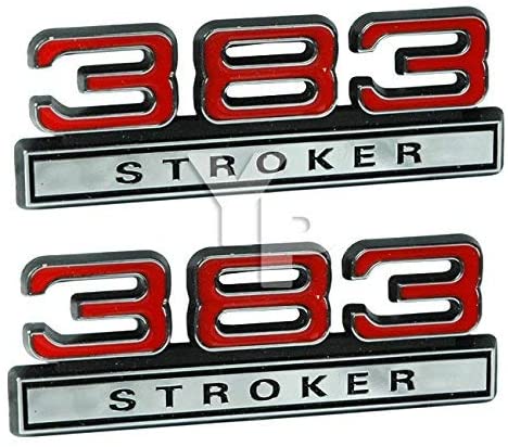 383 6.2 Liter Stroker Engine Emblems in Chrome & Red - 4