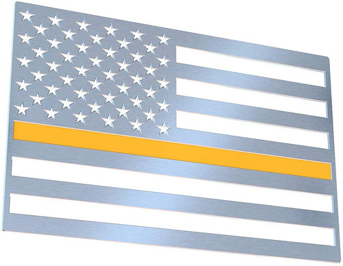 Flag-It 3D Car Truck Automotive Emblem Stainless Steel Black USA (Yellow Line Reverse)