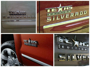 3D Chrome & Black Texas Edition Emblem Badge Universal Automotive Truck