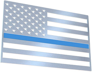 Flag-It 3D Automotive Car Truck Emblem Stainless Steel Black USA (Blue Line Reverse)