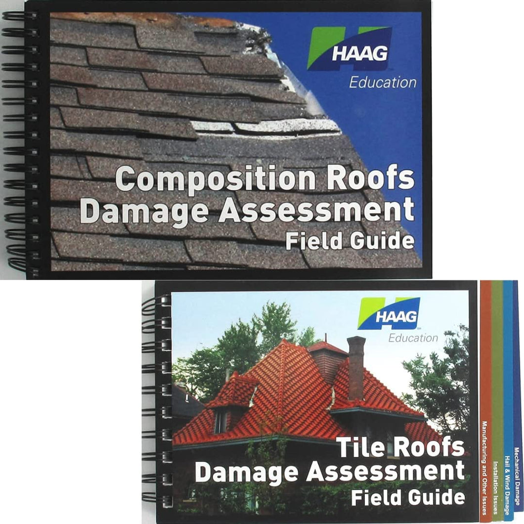 HAAG Roofs Damage Assessment Field Guide & Exterior Cladding Assessment Field Guide for Single-Ply, Tile, Wood, Metal, Built-Up Roofs 7-Pack