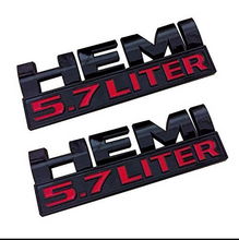 3D Hemi 5.7 Liter Car Truck Automotive Emblem Decal Badge Side Truck Badge (Black/Red)