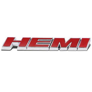 HEMI Emblems 3D Car Truck Side Door Fender Trunk Namplate Badges Plate Decal (Silver/Red)