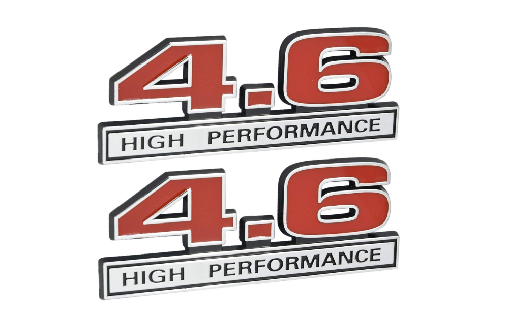 4.6 Liter High Performance Engine Emblems in Chrome & Red - 5