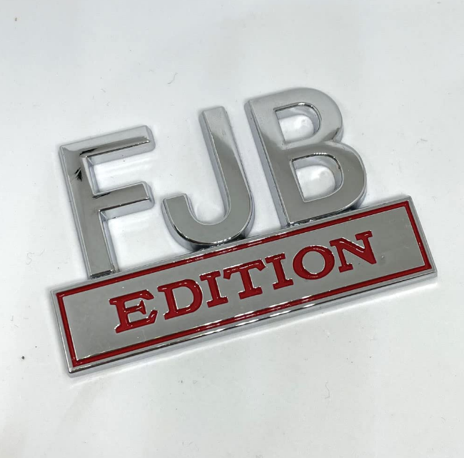 FJB EDITION 3D Badge Car Automotive Truck Sticker Side Tail Emblem (Silver/Red)