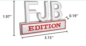 FJB EDITION 3D Badge Car Automotive Truck Sticker Side Tail Emblem (Silver/Red)